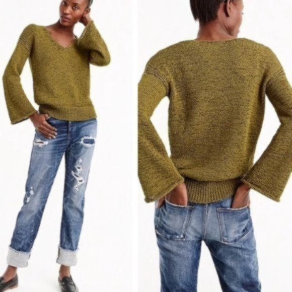 J. Crew Sweaters - J. Crew Green Flare Sleeve Swing Sweater